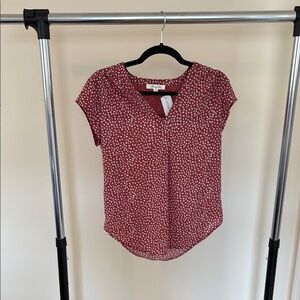 Brick Red Terra Cotta Rose Patterned Top